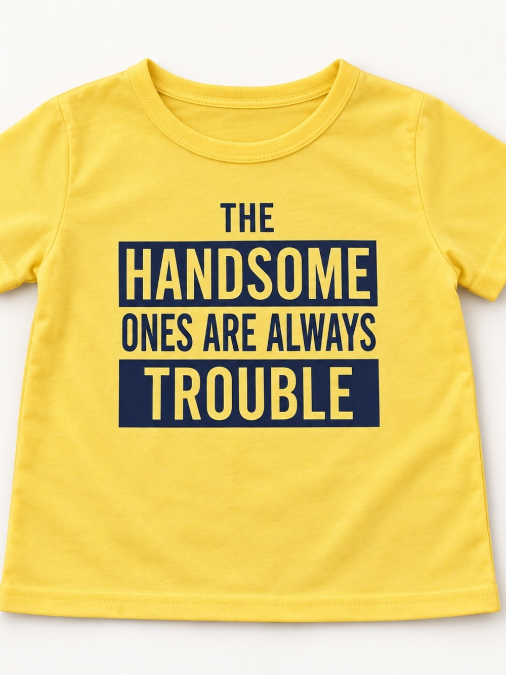 Kids Yellow “Handsome Ones Are Trouble” Graphic T-Shirt 3-4Y